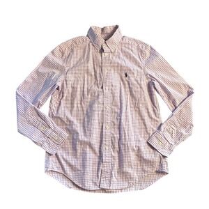 Ralph Lauren Kids Gingham Button Down Shirt L G 14-16‎ Natural Stretch Cotton